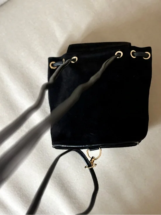 Paloma Picasso Black Suede Convertible Mini Backpack with Gold Hardware - Picture 2 of 6